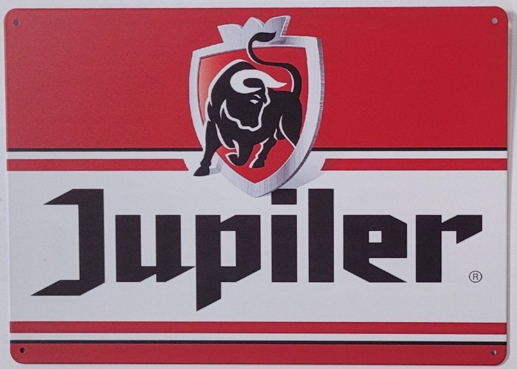 Jupiler bier logo reclamebord van metaal wandbord decoratie, Ophalen of Verzenden, Nieuw, Reclamebord, Plaat of Schild, Overige merken