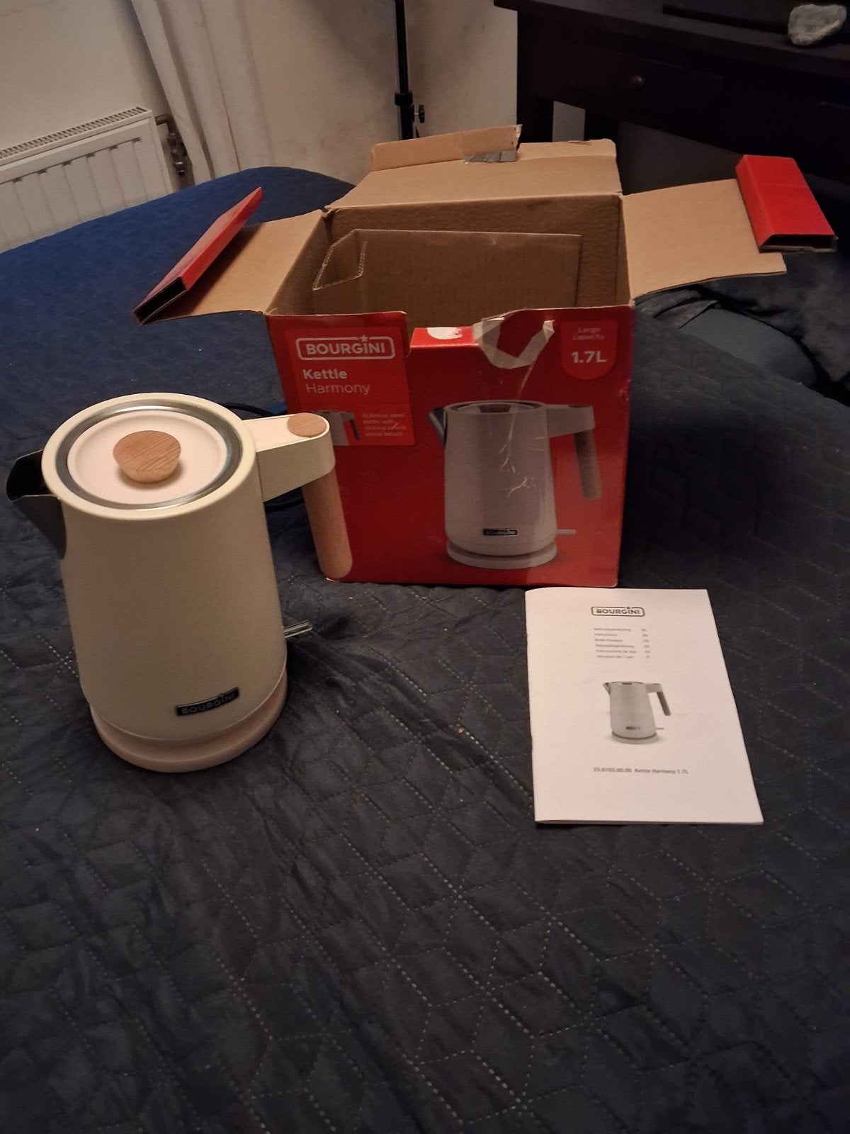 BOURGINI Waterkoker Harmony 1.7L - Nooit gebruikt, 1 tot 2 liter, Ophalen, Nieuw, Rvs