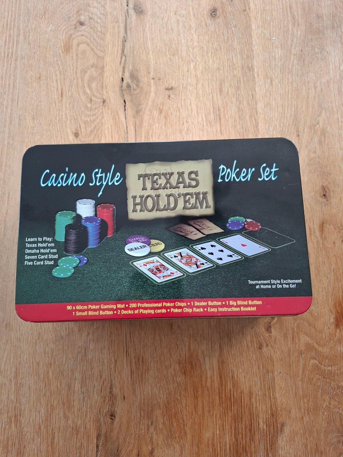 casino style texas hold'em poker set (helemaal compleet), Vijf spelers of meer, Ophalen of Verzenden, Zo goed als nieuw, Onbekend
