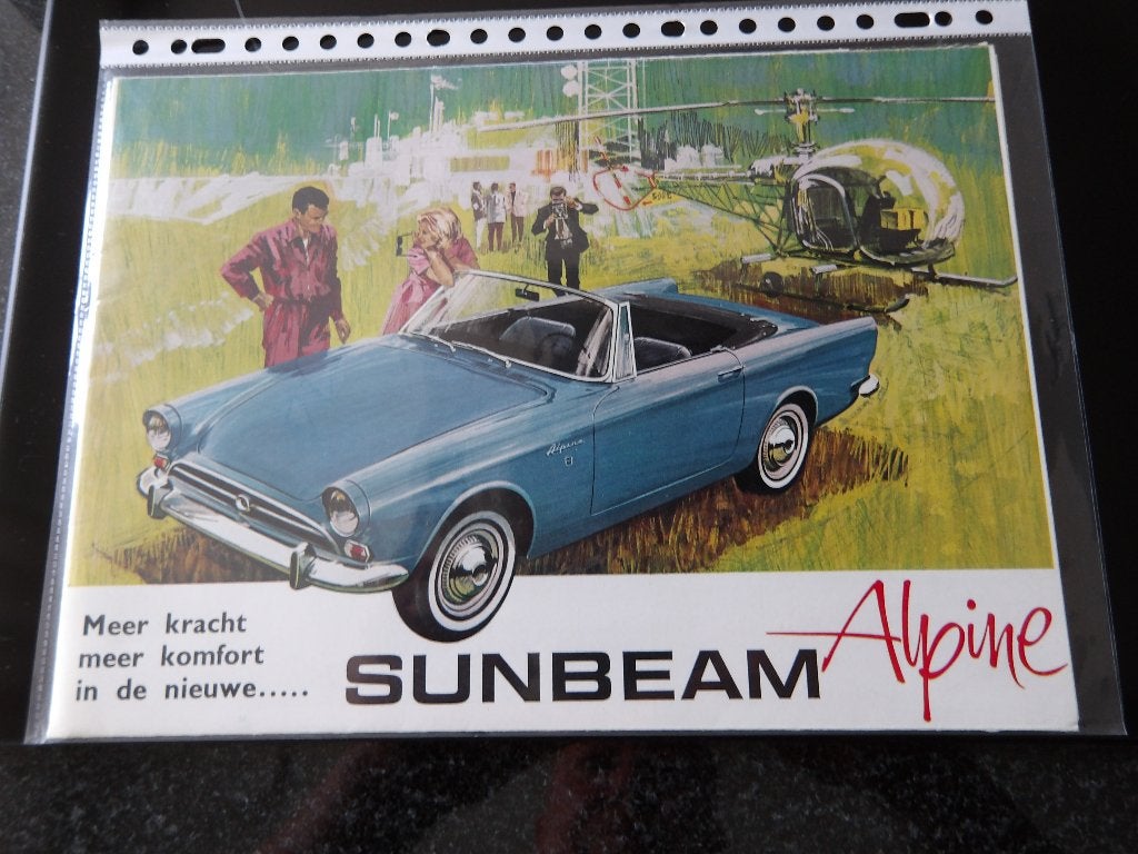 Vintage Sunbeam Alpine Auto Advertentie - Origineel, Onbekend, Ophalen of Verzenden, Zo goed als nieuw, Overige merken