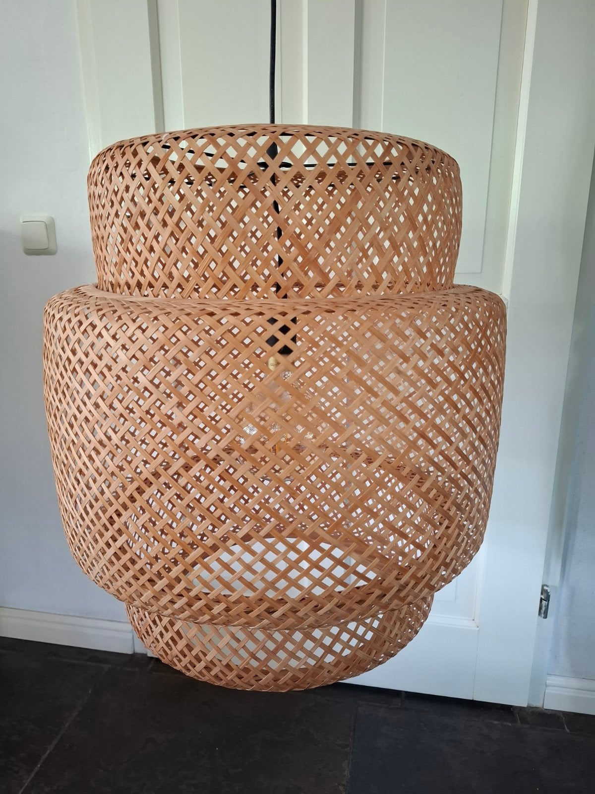 Ikea Sinnerlig lamp 50 cm bamboe handgemaakt, Ophalen, Zo goed als nieuw, Natuurlijk materiaal, Boho