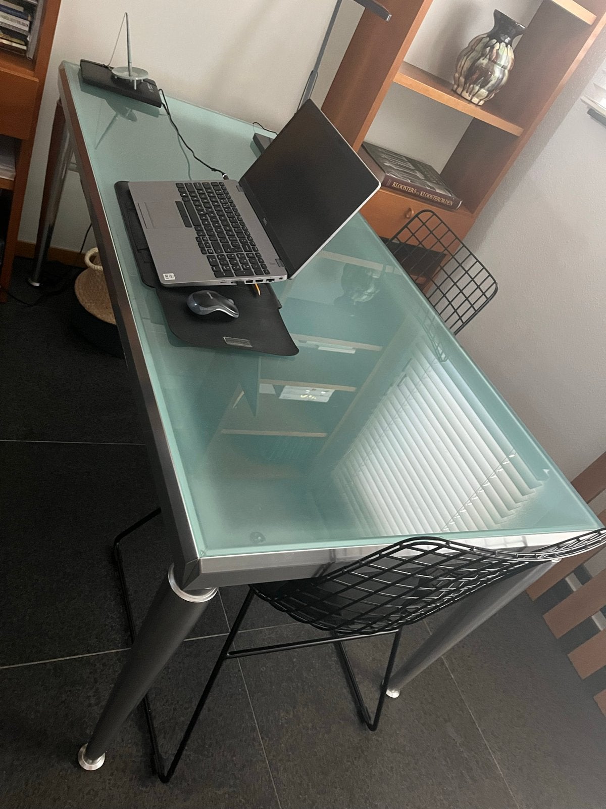 Italiaans design glazen tafel, Huis en Inrichting, Tafels | Eettafels, Ophalen, Gebruikt, 50 tot 100 cm, Glas
