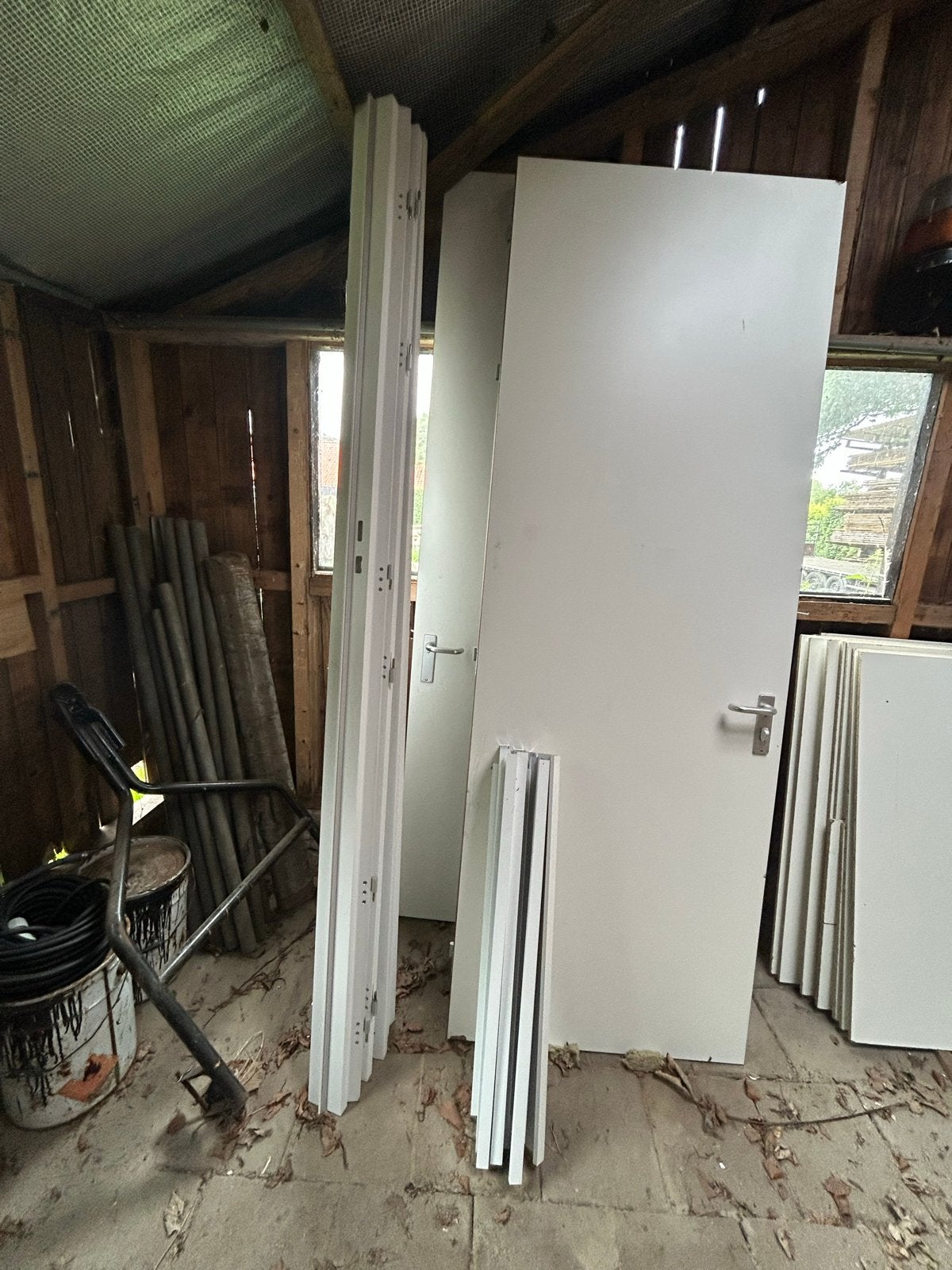 Hardhouten deuren (4stuks) met aluminium kozijnen en beslag, Doe-het-zelf en Verbouw, Deuren en Horren, Ophalen, Gebruikt, 80 tot 100 cm