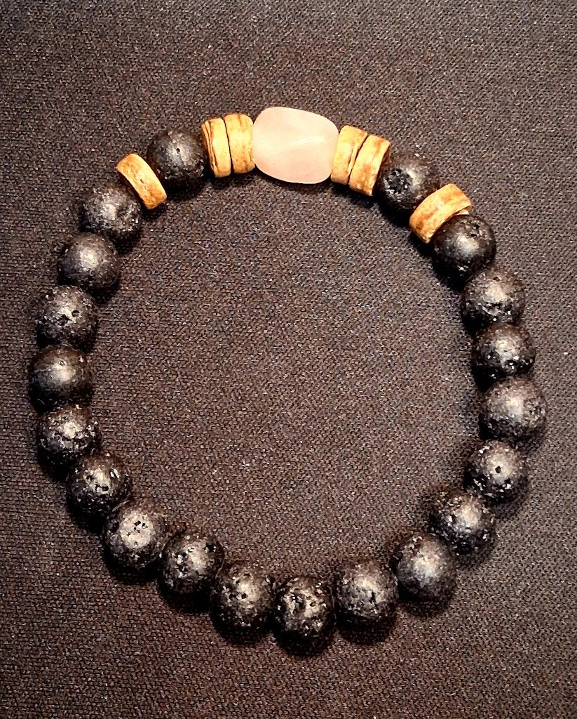 armband Lavasteen met Rozenkwarts, Overige materialen, Met bedels of kralen, Verzenden, Nieuw