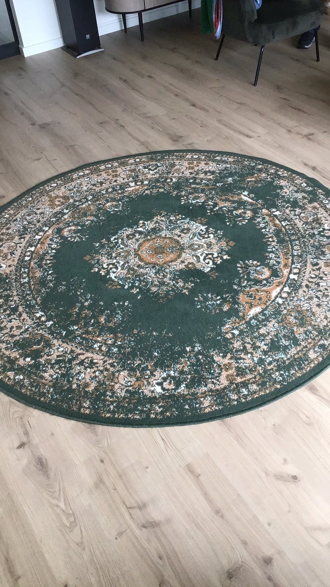 Vloer kleed rond 190 cm vintage look, Huis en Inrichting, Ophalen, 150 tot 200 cm, Rond, Zo goed als nieuw