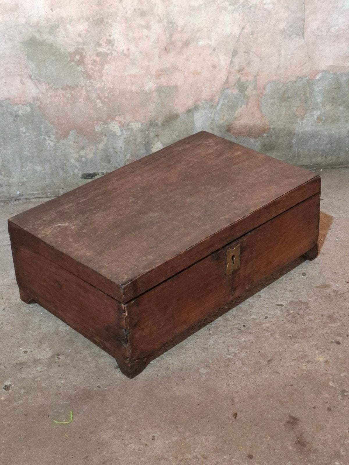 oude antieke houten geldkist kist documenten, Gebruikt, T, Ophalen of Verzenden, N
