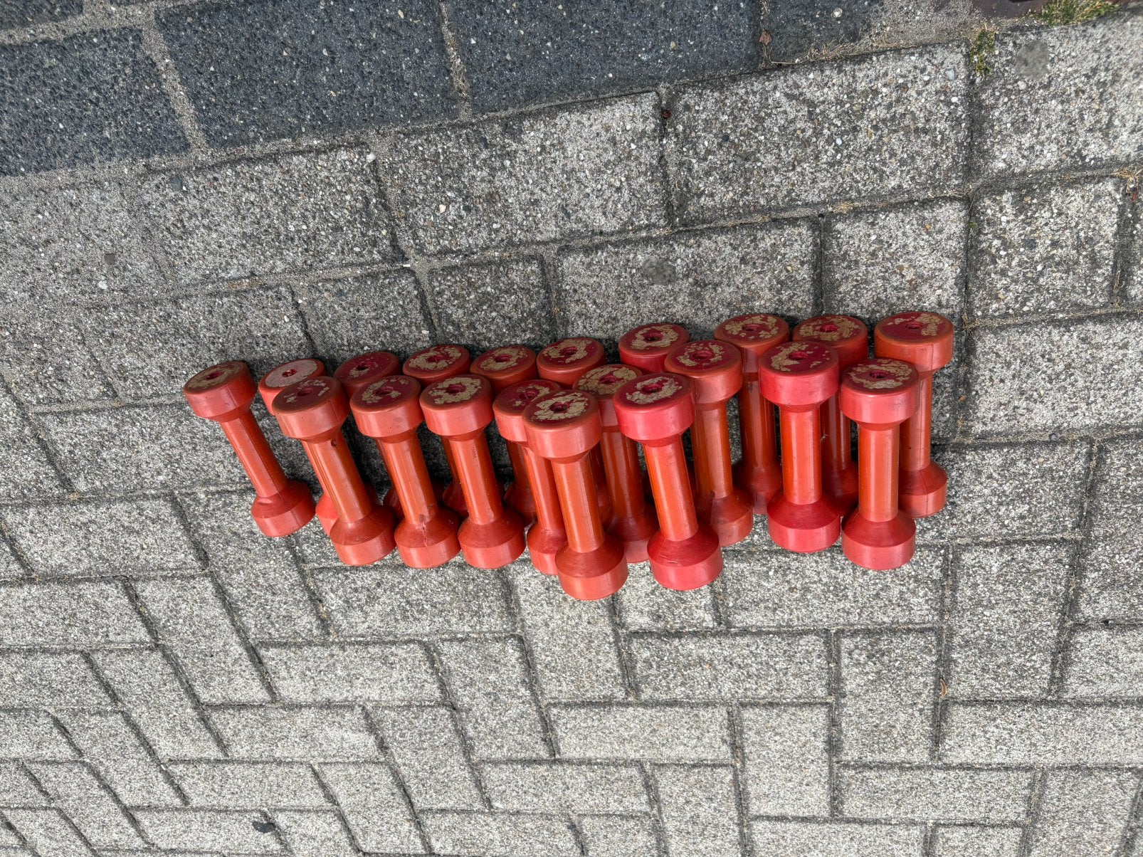 20 x 1 kg rubberen dumbbells gewichten, Gebruikt, 20 x 1 kg, Gewichten, Ophalen of Verzenden
