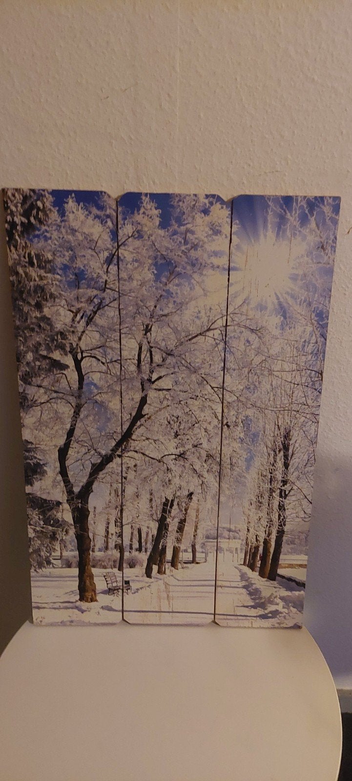 Wanddecoratie Winterlandschap Hout, Ophalen, Gebruikt, Hout, Meerkleurig