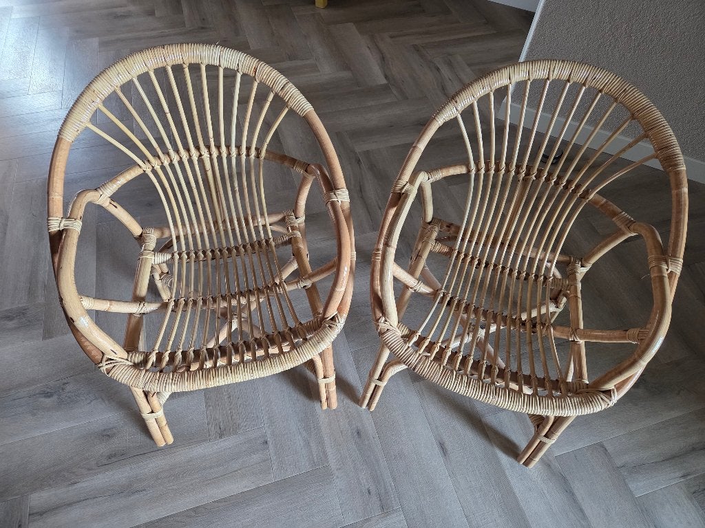 Rotan stoelen, 2 stuks, 3 maanden geleden gekocht., Ophalen, Twee, Bruin, Riet of Rotan