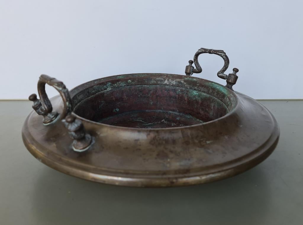 vintage antieke koper messing brasero vuur-schaal d= 41cm, Antiek en Kunst, Ophalen of Verzenden