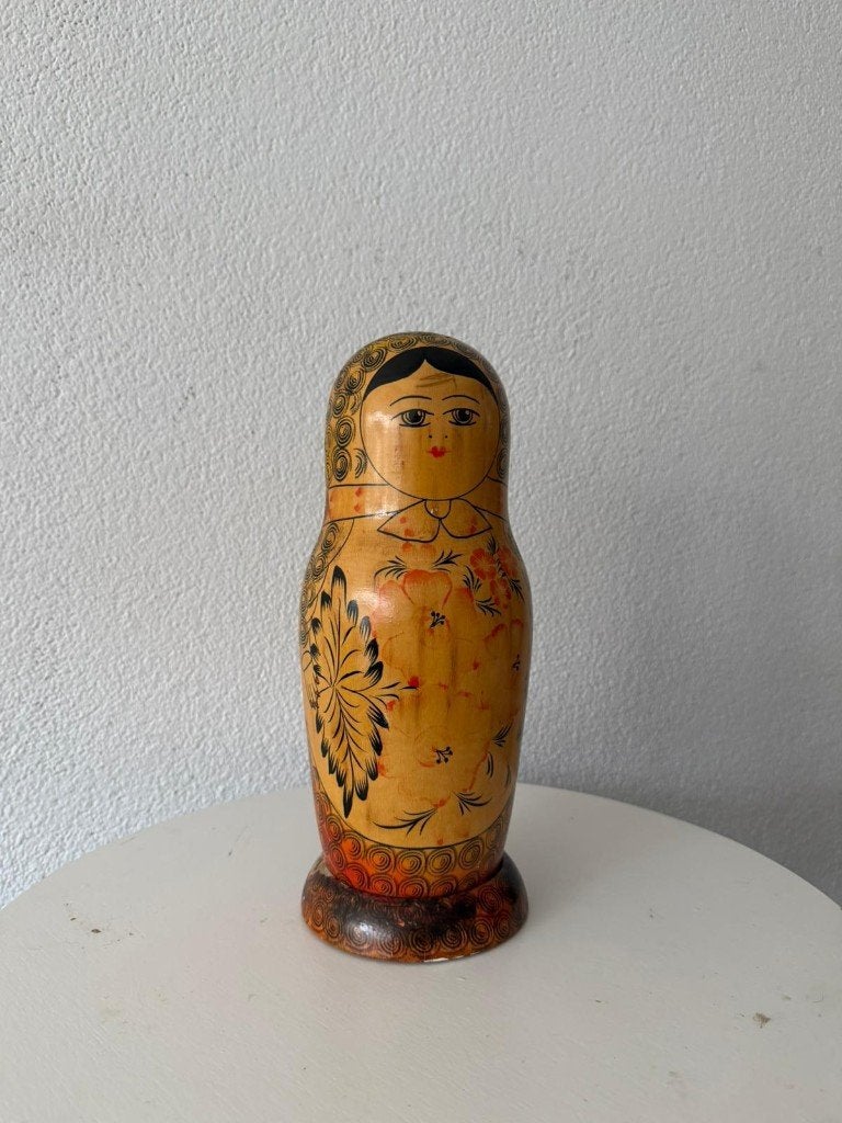 Vintage handbeschilderde houten Russische Matroesjka pop, Overige onderwerpen, 20 - 50 cm, Hout, Beschilderd