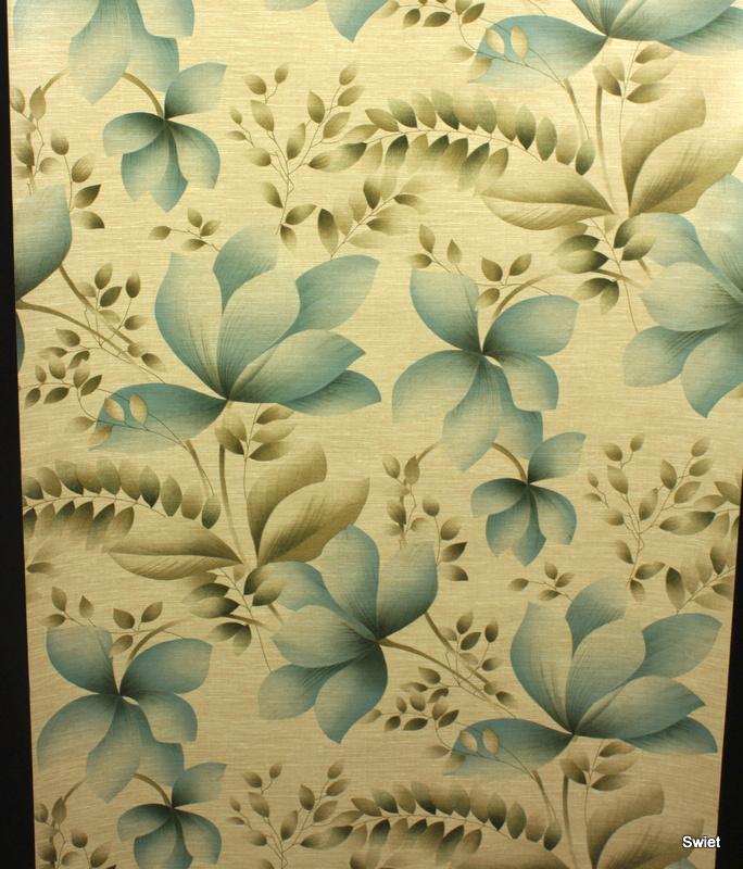 8796 chique bloemenbehang op beige achtergrond swiet, Verzenden, Beige