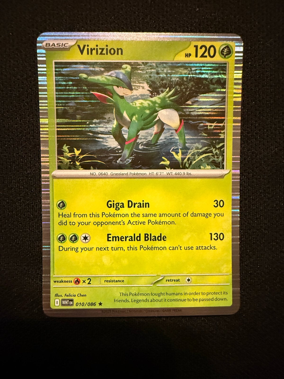 2x Virizion Pokémon Kaart - Basic, HP 120, Holo, Ophalen of Verzenden, Zo goed als nieuw, Losse kaart, Foil