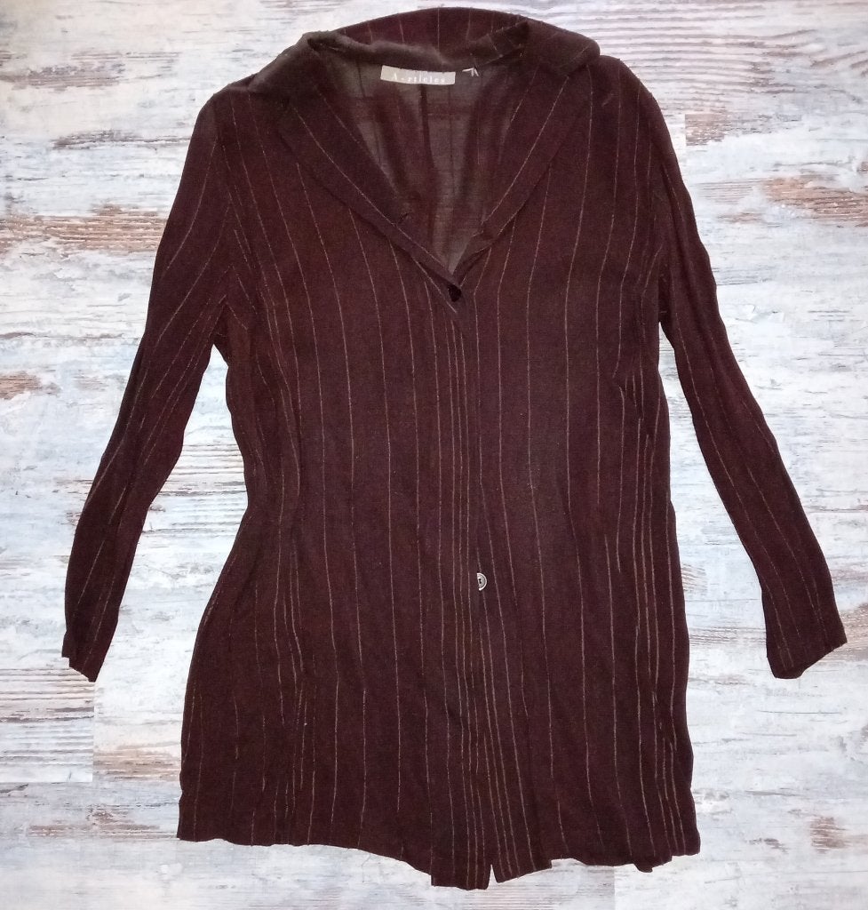 Pak,maat 42,Articles,blouse,jasje,rok,bruin,feest,blazer, Kostuum of Pak, Bruin, Verzenden, Maat 42/44 (L)