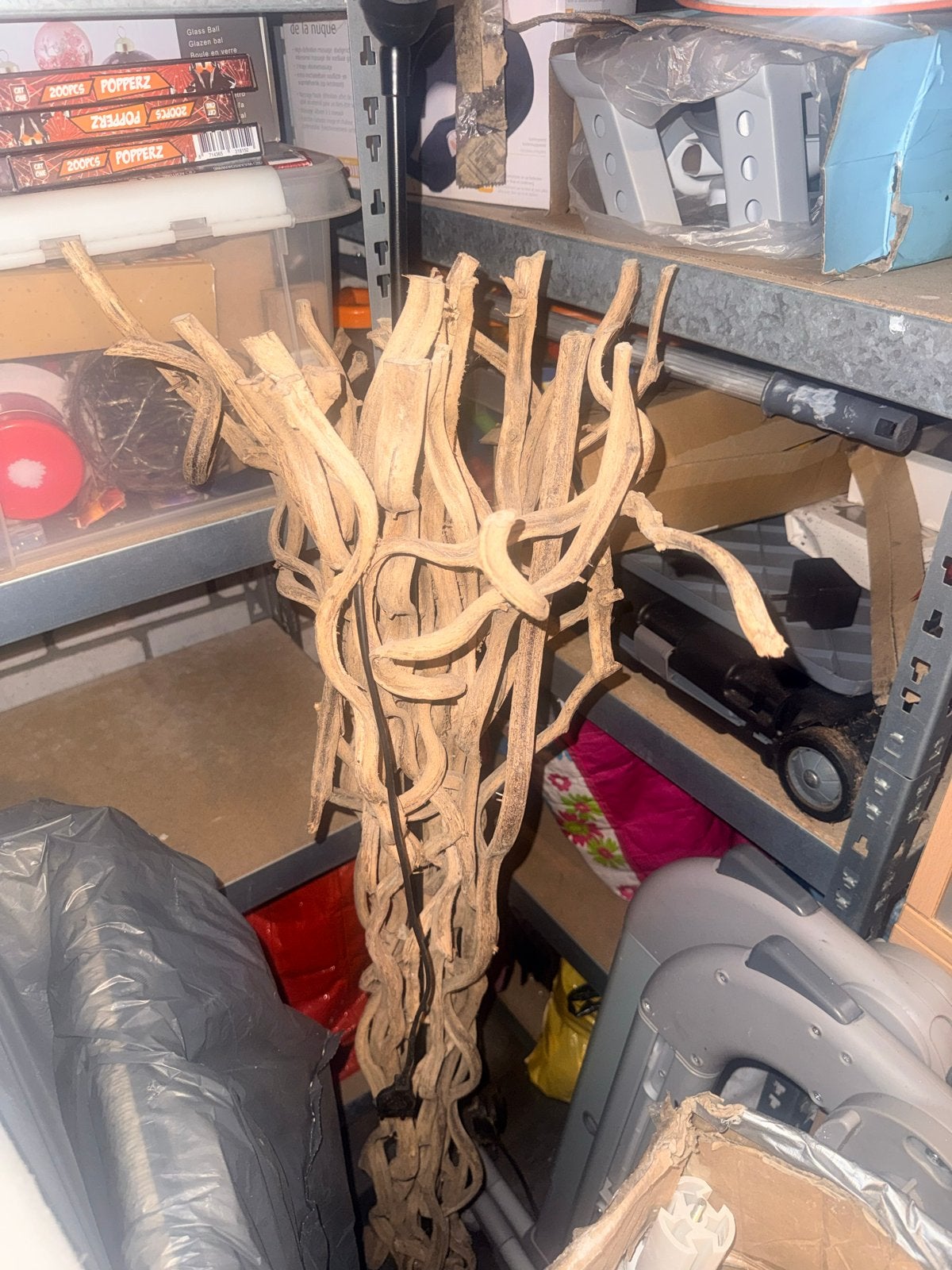 Unieke Houten Lamp met Kap - Natuurlijke Takken Design, Ophalen of Verzenden, Gebruikt