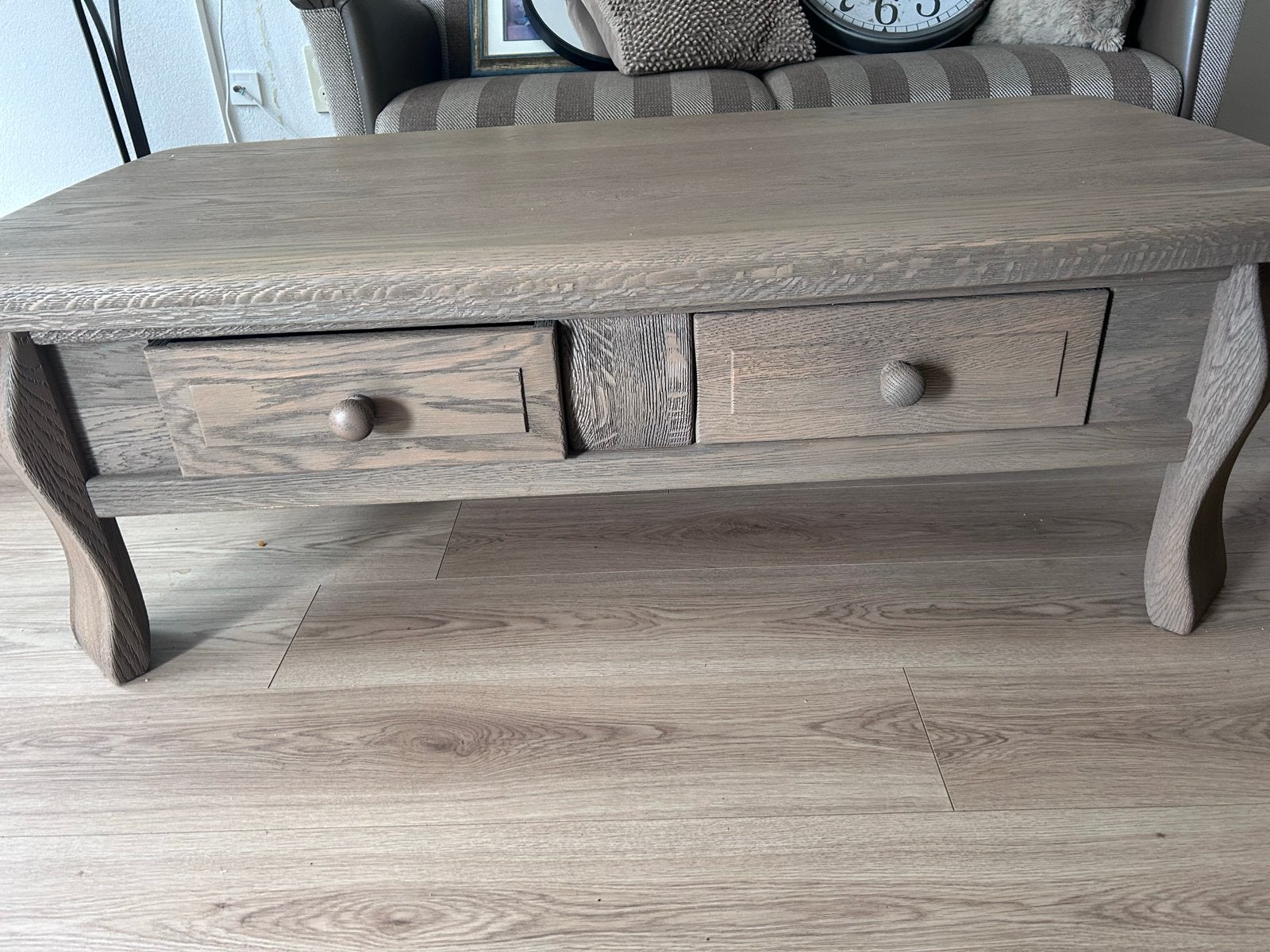 Salontafel met lades - Eikenhout, Huis en Inrichting, Tafels | Salontafels, Ophalen, Eikenhout, Zo goed als nieuw, 100 tot 150 cm