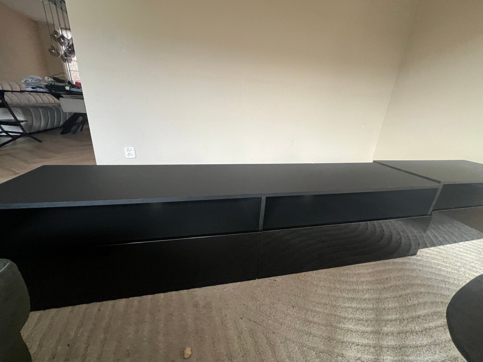 Meubella Antrix TV-meubel Zwart - 270 cm, Ophalen, Gebruikt, 200 cm of meer, Minder dan 100 cm