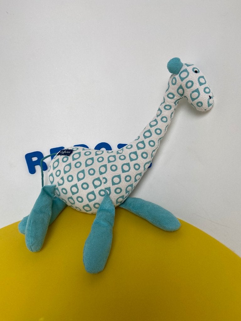 K2581 Difrax giraf giraffe wit blauw, Kinderen en Baby's, Speelgoed | Knuffels en Pluche, Ophalen of Verzenden, Zo goed als nieuw