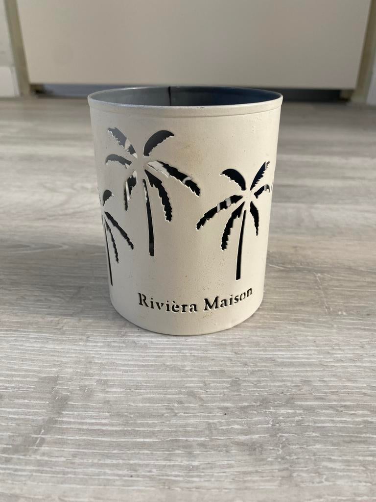 Riviera maison kandelaar met palmbomen, Wit, Ophalen of Verzenden, Zo goed als nieuw, Metaal