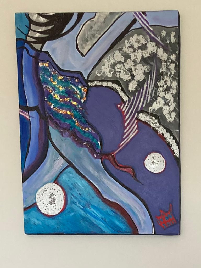 Abstract , Acrylverf op doek, 30x40 cm, Ophalen of Verzenden