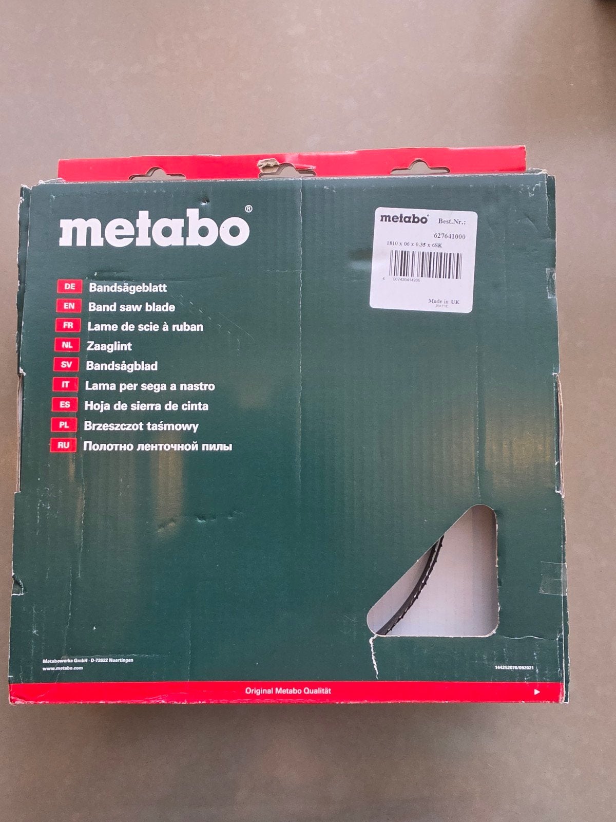 Metabo lintzaagblad 1810 x 06 x 0.35 x 6SK, Ophalen of Verzenden, Nieuw, Lintzaag, Metabo