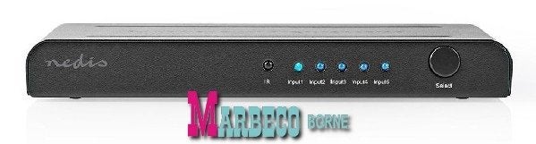 HDMI Switch, 5-Poorts - 5x HDMI Ingang, 1x HDMI Uitgang, 4K, Nedis, Nieuw, Info@marbeco.nl, Minder dan 2 meter