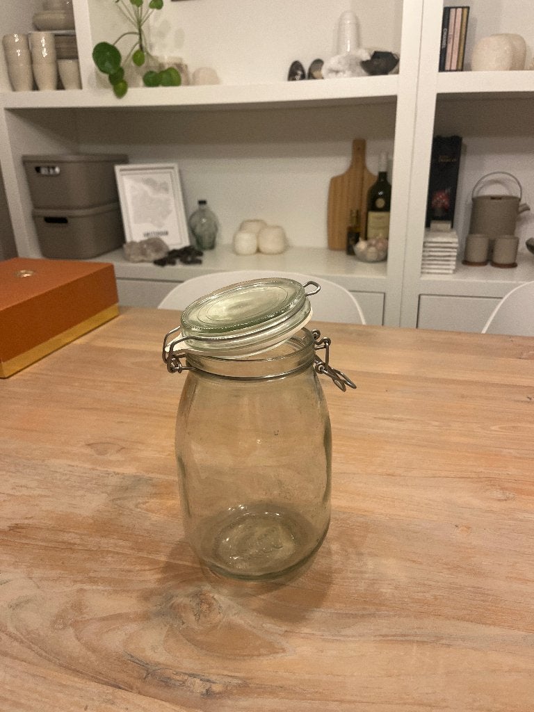 Pot IKEA groot glas storage jar home deco, Ophalen of Verzenden, Gebruikt, Wit, Glas