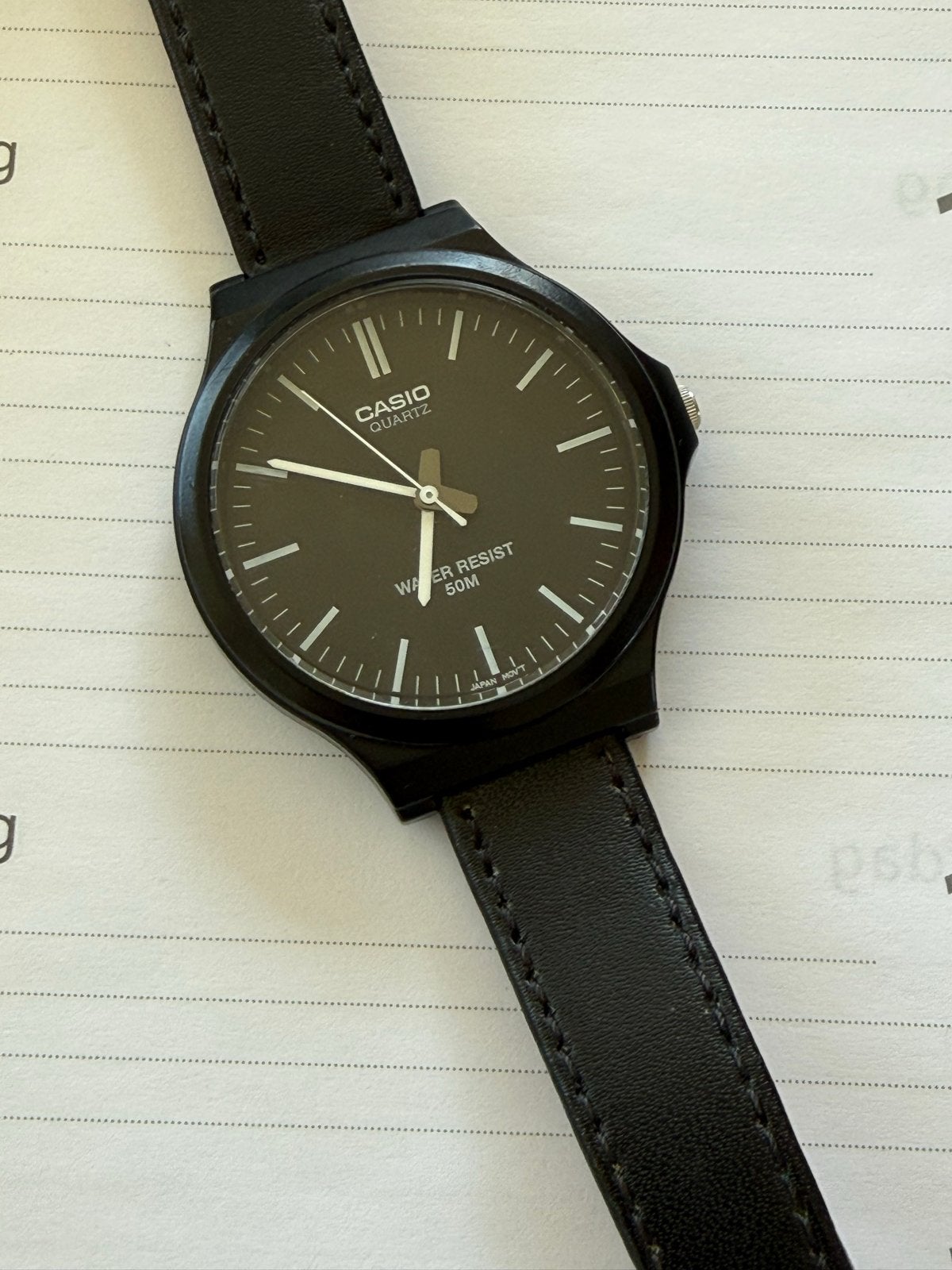 Casio MW-240 Heren Polshorloge Zwart - Zo goed als nieuw, Overige merken, Kunststof, Leer, Polshorloge