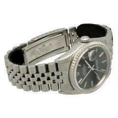 Rolex Datejust 16220 Zwart Wijzerplaat Staal Horloge, Ophalen, Staal, Gebruikt, Polshorloge