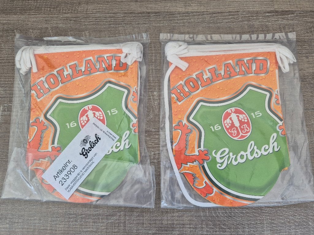 Te koop: 2x oranje Grolsch bier vlaggetjes, WK, Ophalen of Verzenden, Nieuw, Overige typen, Grolsch