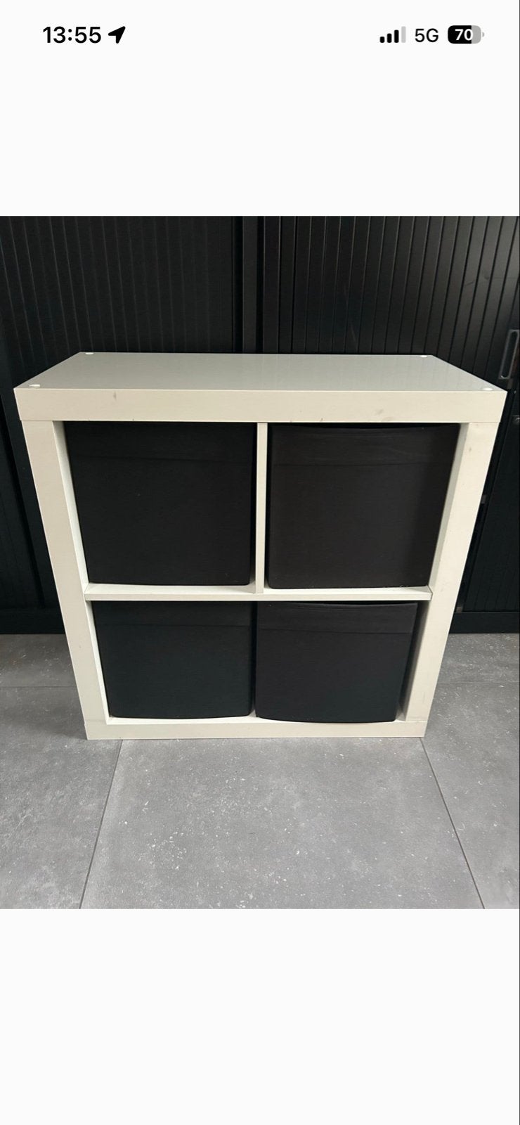 IKEA KALLAX kast met 4 zwarte bakken, Ophalen of Verzenden, Gebruikt