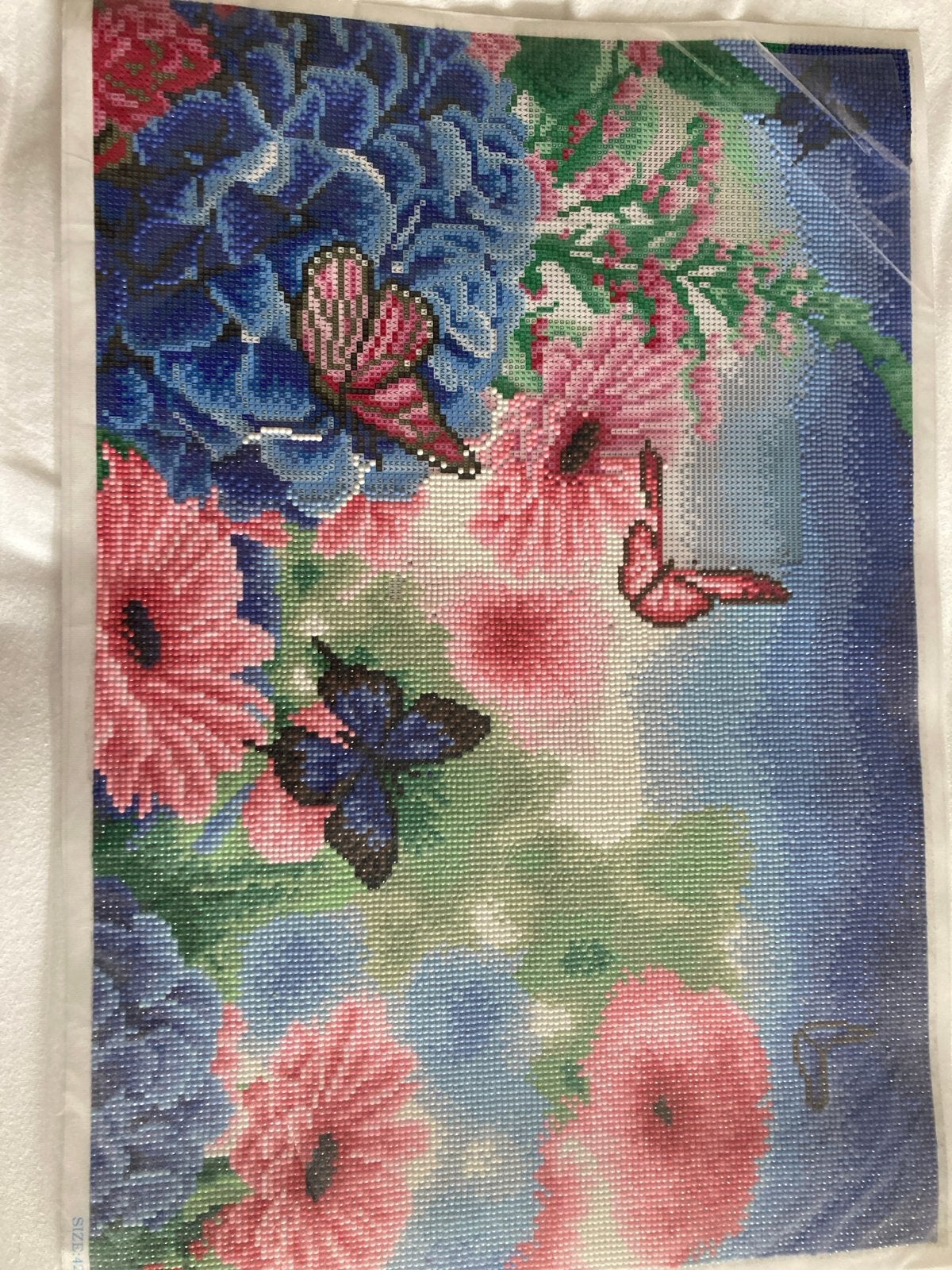 Diamond painting vlinders en bloemen (2/3 af), Ophalen, Gebruikt, Handgemaakt, Natuur en Bloemen