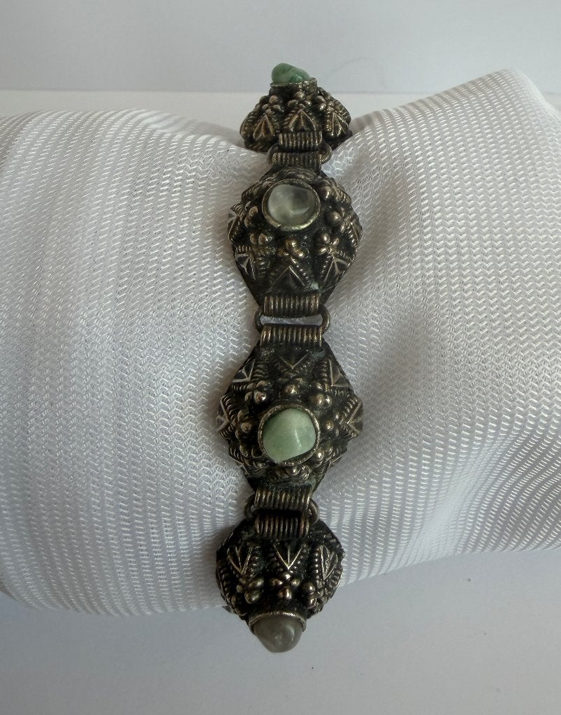 Vintage armband Indiaas Bollywood boho zilver? edelstenen, Ophalen, Overige materialen, Gebruikt, Met edelsteen