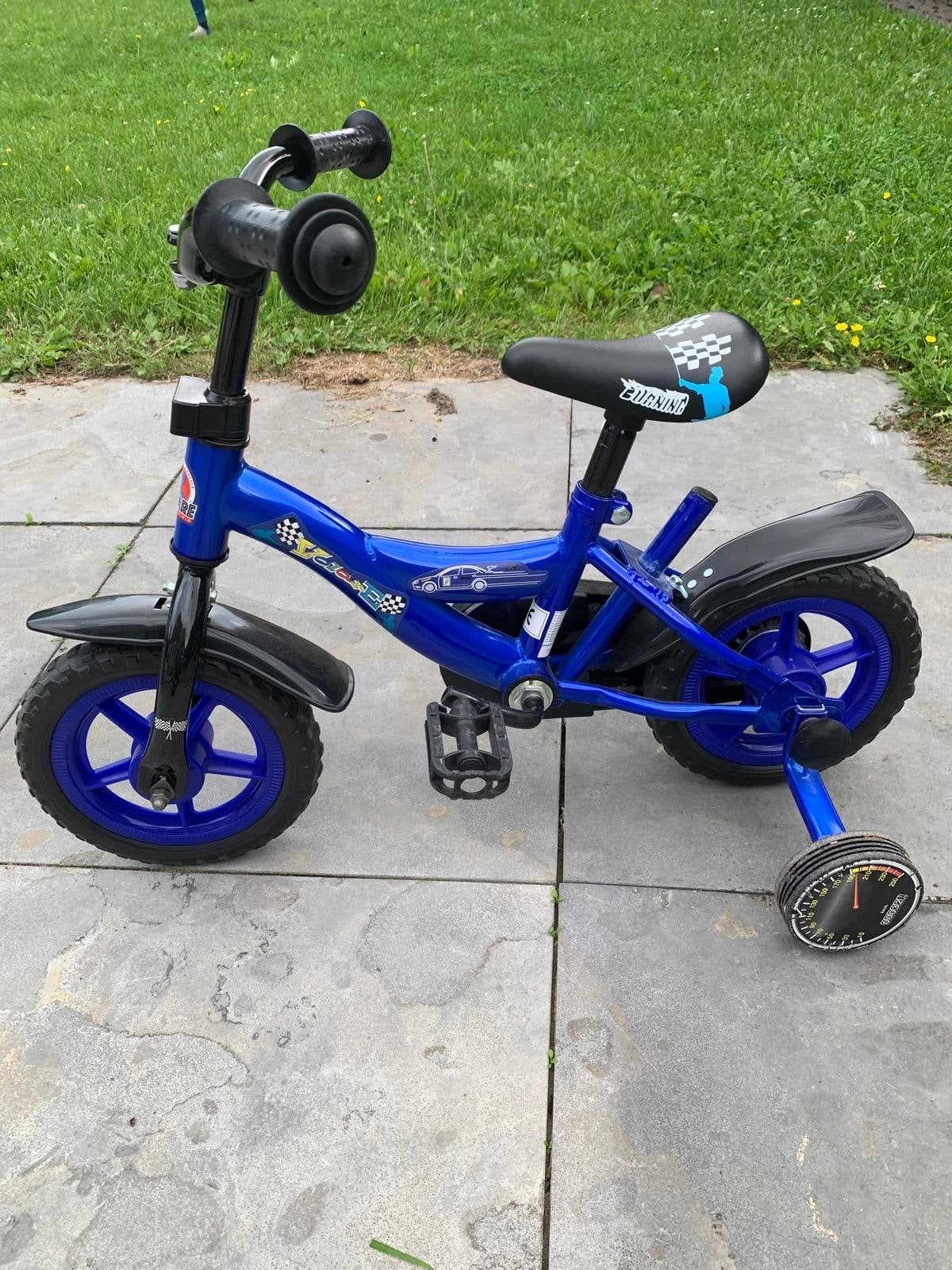 Volaré Kinderfiets Blauw met Zijwieltjes en stang, 10in, Terugtraprem, Zijwieltjes, Ophalen of Verzenden, Minder dan 16 inch