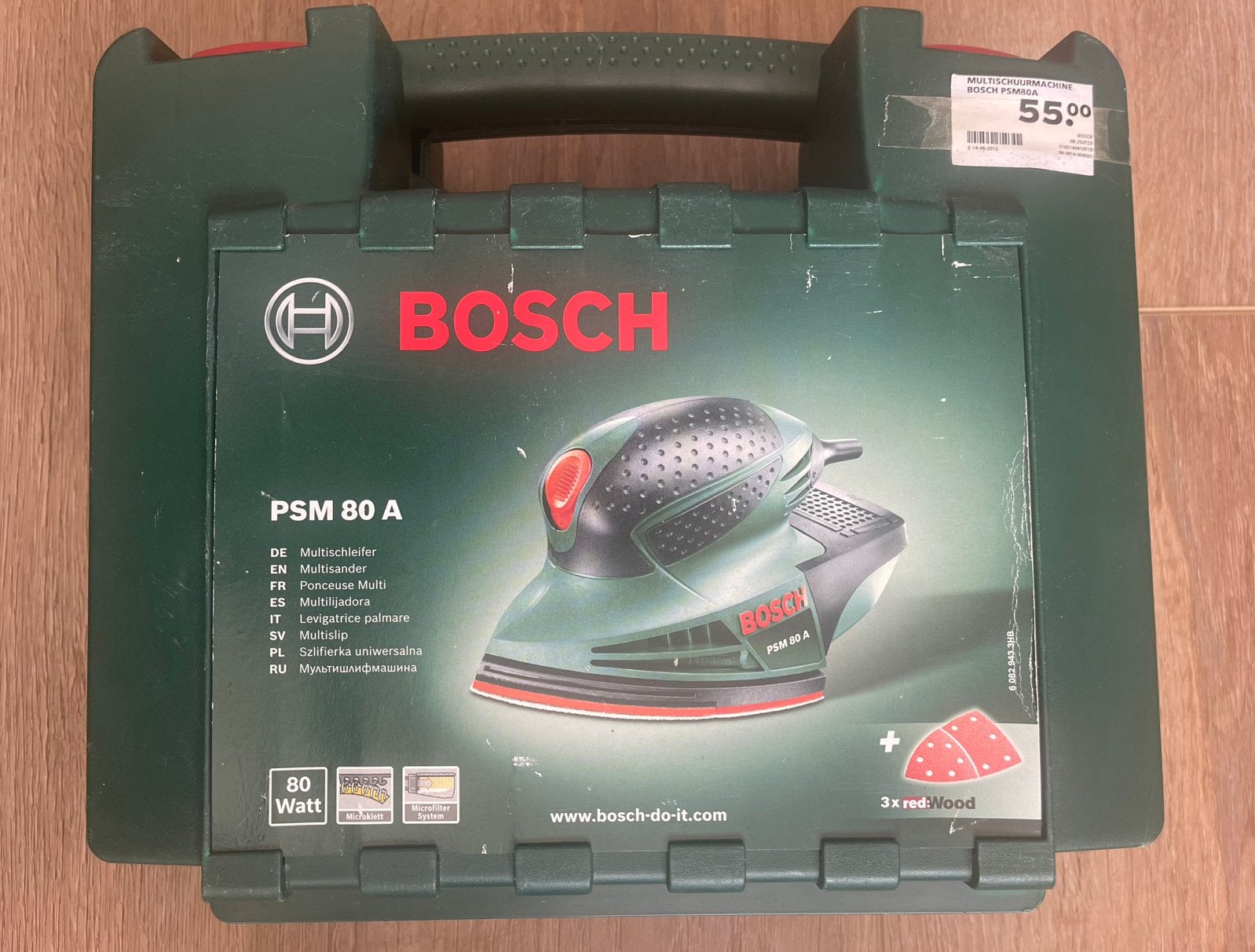 Schuurmachine Bosch PSM 80A, Ophalen, Zo goed als nieuw, Minder dan 600 watt, Vlakschuurmachine
