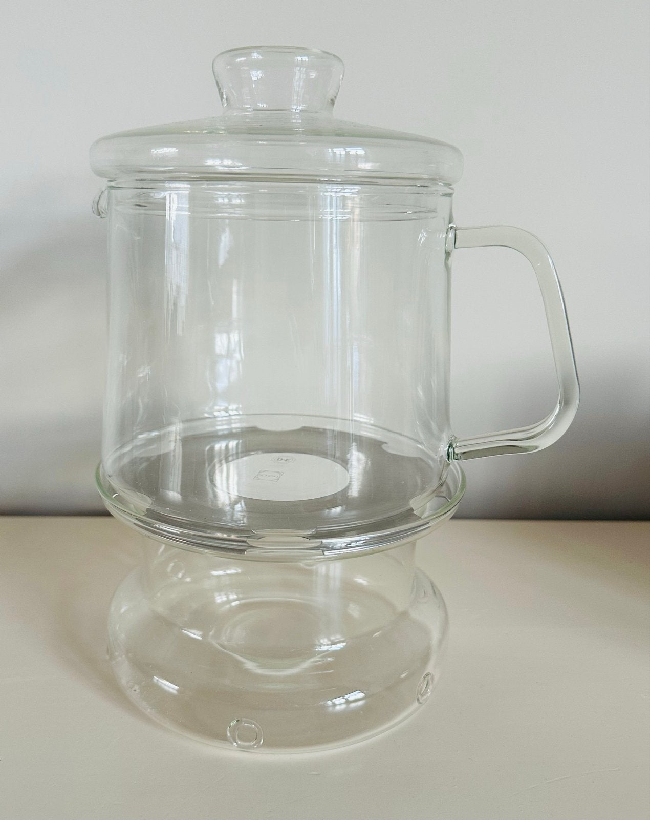 Glazen theepot met theezeef - D.E. / Douwe Egberts, Theepot/fluitketel, Glas, Ophalen of Verzenden, Zo goed als nieuw