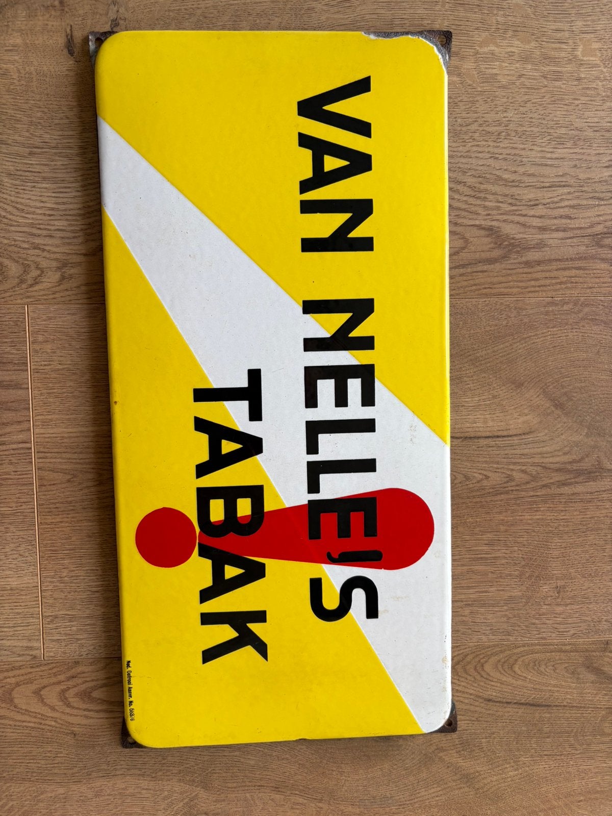 Van nelle’ tabak emaille reclame bord, Ophalen of Verzenden, Gebruikt, Reclamebord