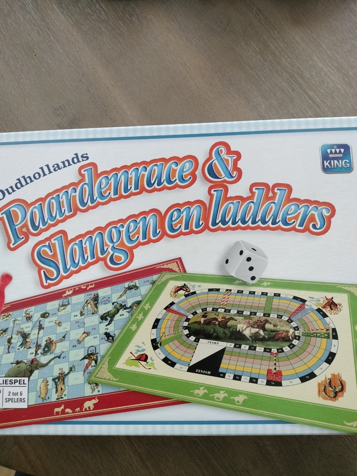 Oudhollands Paardenrace & Slangen en Ladders Bordspel, Vijf spelers of meer, Ophalen of Verzenden, Zo goed als nieuw, King International