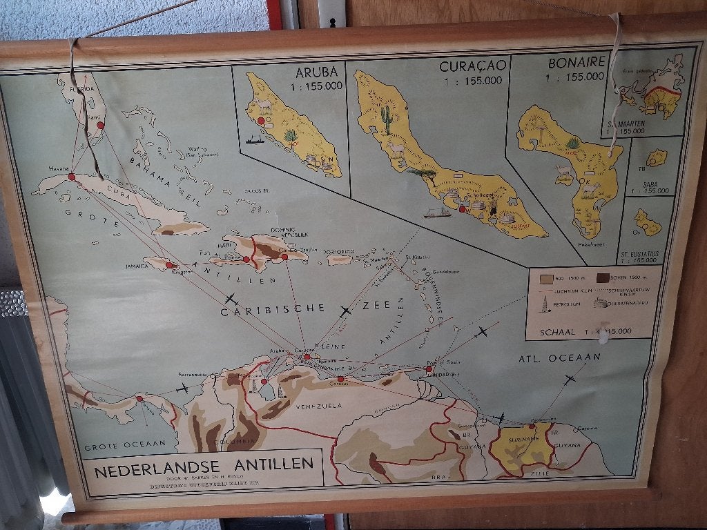 Schoolkaart Nederlandse antillen, Antiek en Kunst, Ophalen of Verzenden, Aardrijkskunde