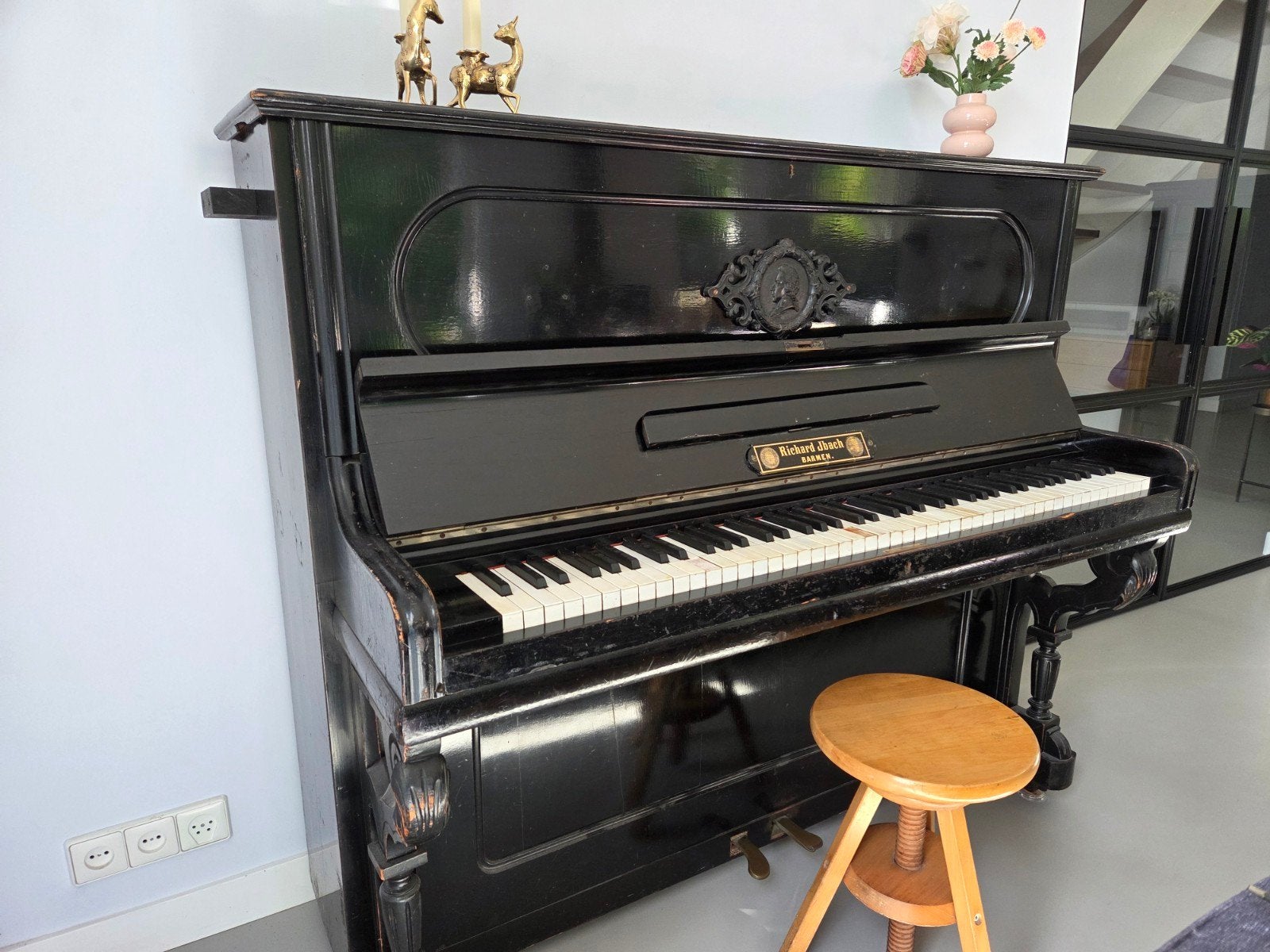Antieke Richard Ibach piano - Zwart, Muziek en Instrumenten, Ophalen, Gebruikt, Zwart, Piano