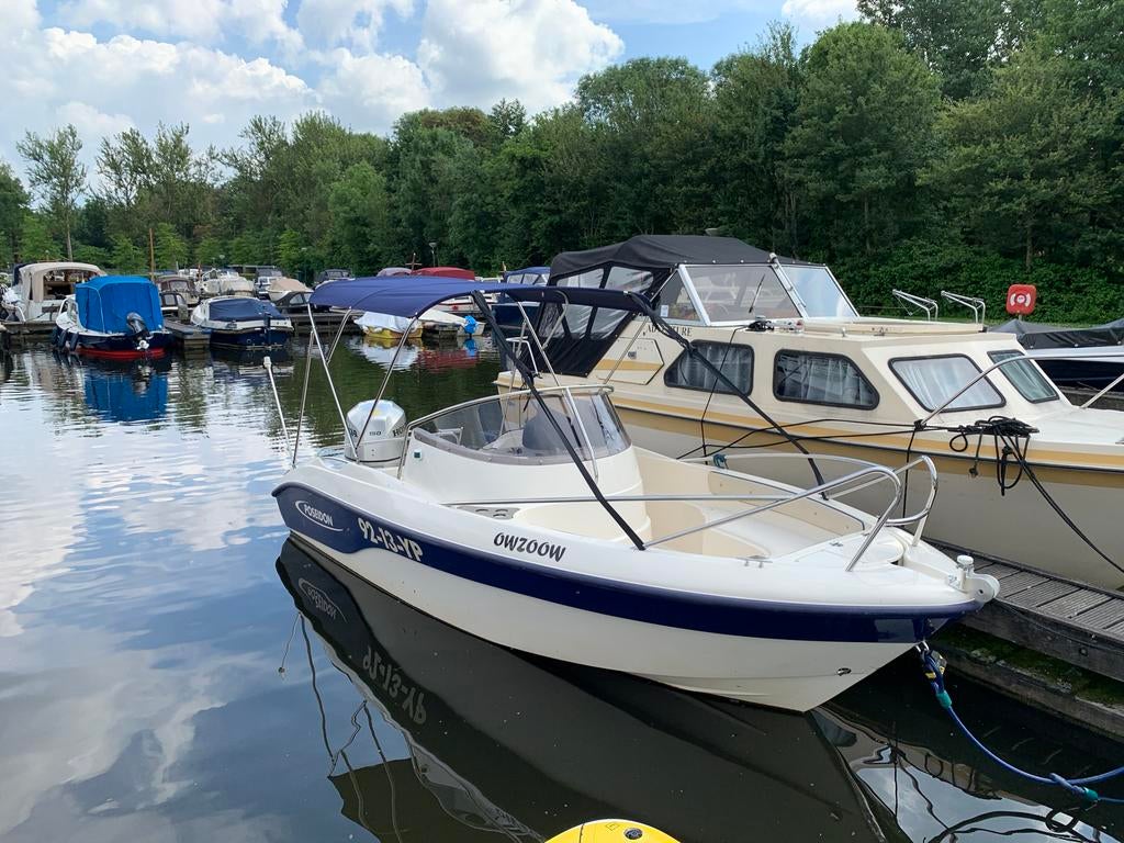 Nette consoleboot met Honda 150pk en dubbelas kalf trailer, Watersport en Boten, Speedboten, Ophalen, Zo goed als nieuw, Buitenboordmotor