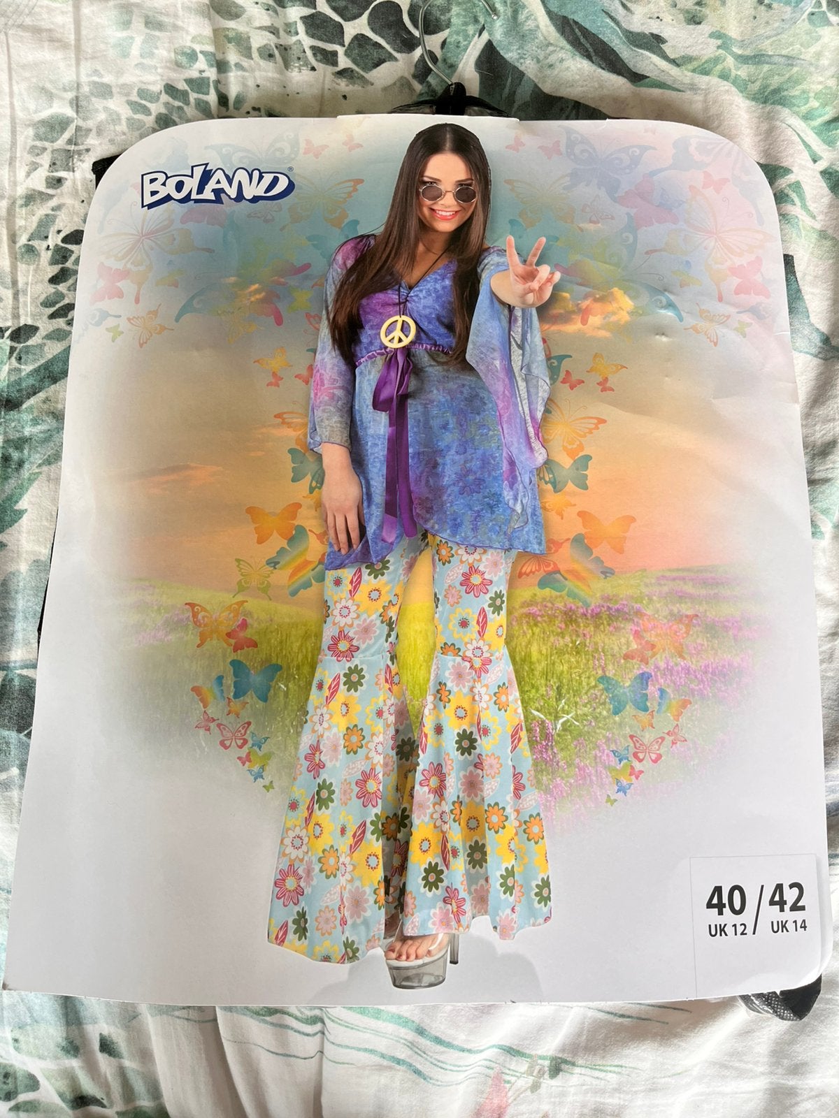 Flower power kostuum, Kleding | Dames, Carnaval, Maat 42/44 (L), Ophalen of Verzenden, Zo goed als nieuw