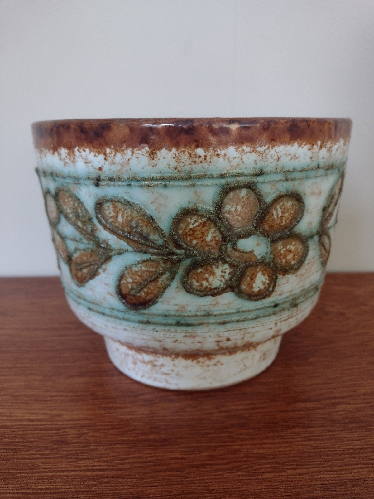 Vintage bloempot STREHLA ø17, Antiek en Kunst, Antiek | Keramiek en Aardewerk, Ophalen of Verzenden