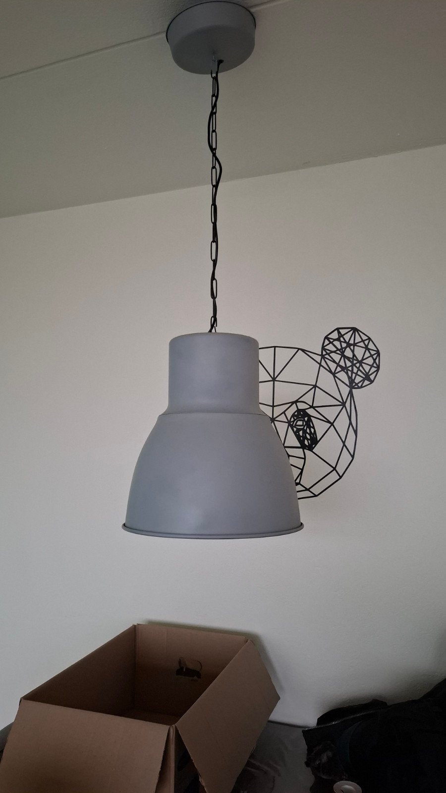 Grijze industriële hanglamp - klein deukje, Ophalen, Gebruikt, Metaal, Industrieel