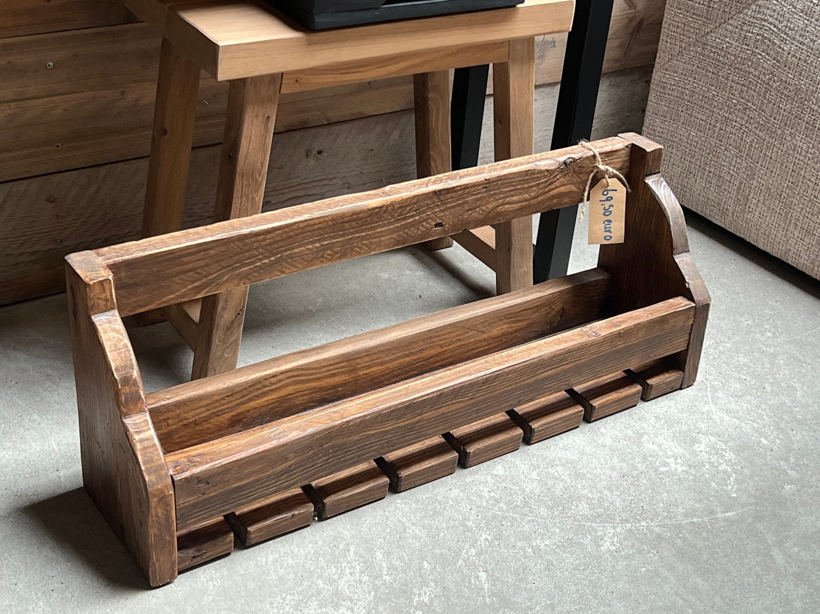 wijnrek oud hout notenkleur, 5 tot 15 flessen, Nieuw, Ophalen of Verzenden, Metaal