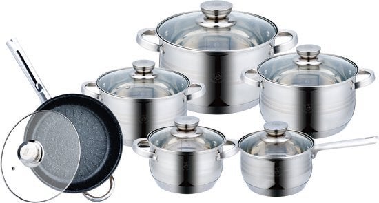 Nieuwe pannenset 12 delig  inductie en gas, Ophalen, Nieuw, Rvs, Pannenset