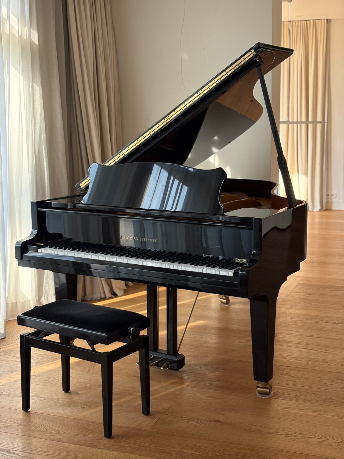 Vleugel Grotrian Steinweg 192, Muziek en Instrumenten, Zwart, Ophalen of Verzenden, Zo goed als nieuw, Hoogglans
