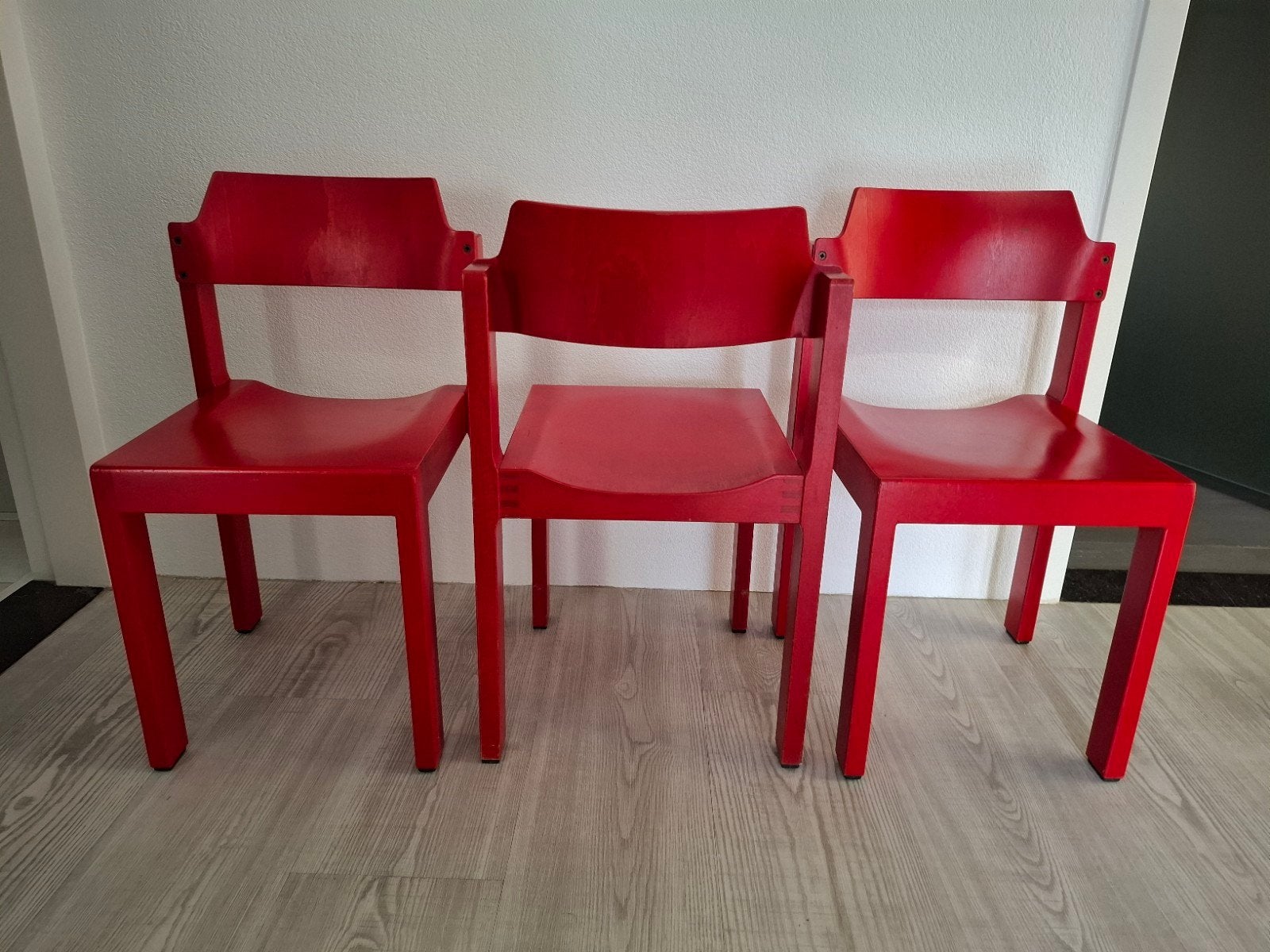 Rainer Schell jaren 60 kinderstoelen rood, beuken hout, Ophalen, Gebruikt, Drie, Mid Century