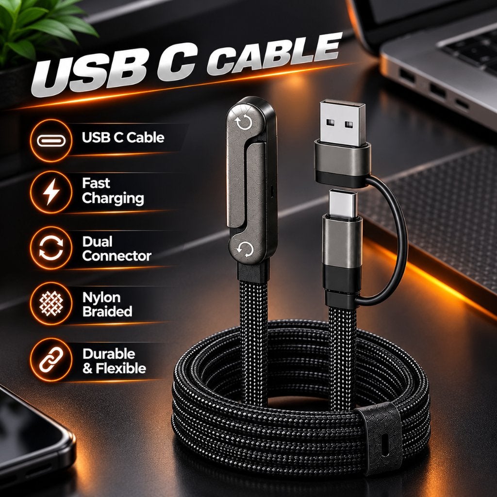 USB-C Oplaadkabel met Telefoonhouder, Universeel, USB-C, Verzenden, Nieuw