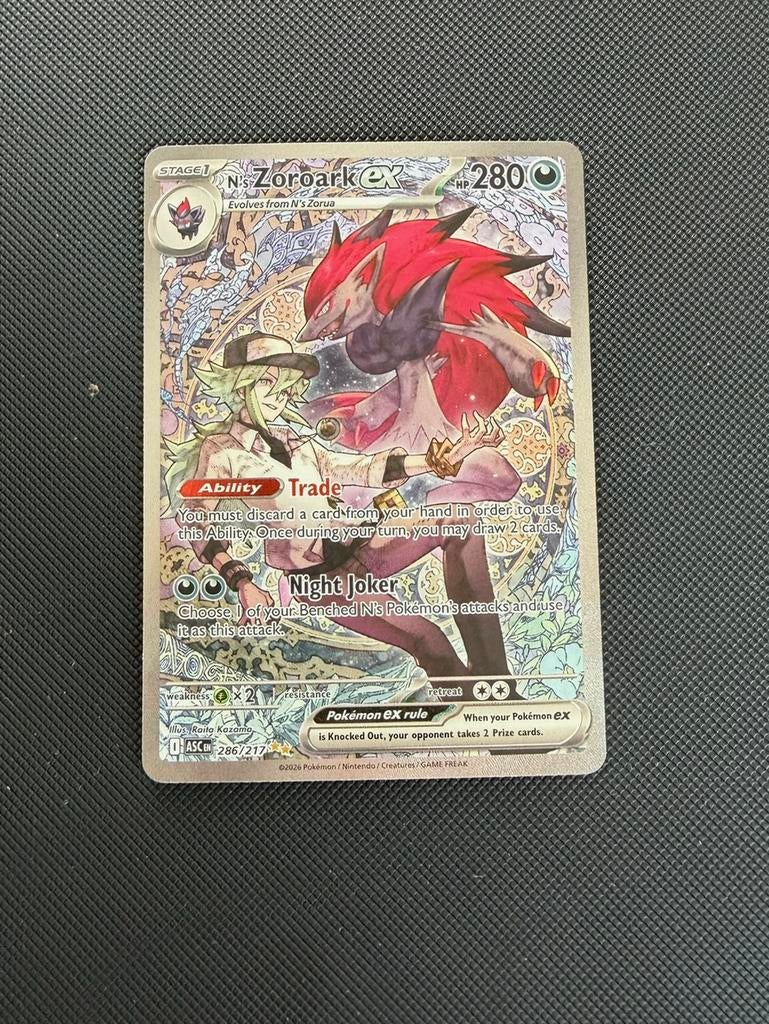 N’s Zoroark ex 286 - Ascended Heroes - Pokemon, Ophalen of Verzenden, Zo goed als nieuw, Losse kaart